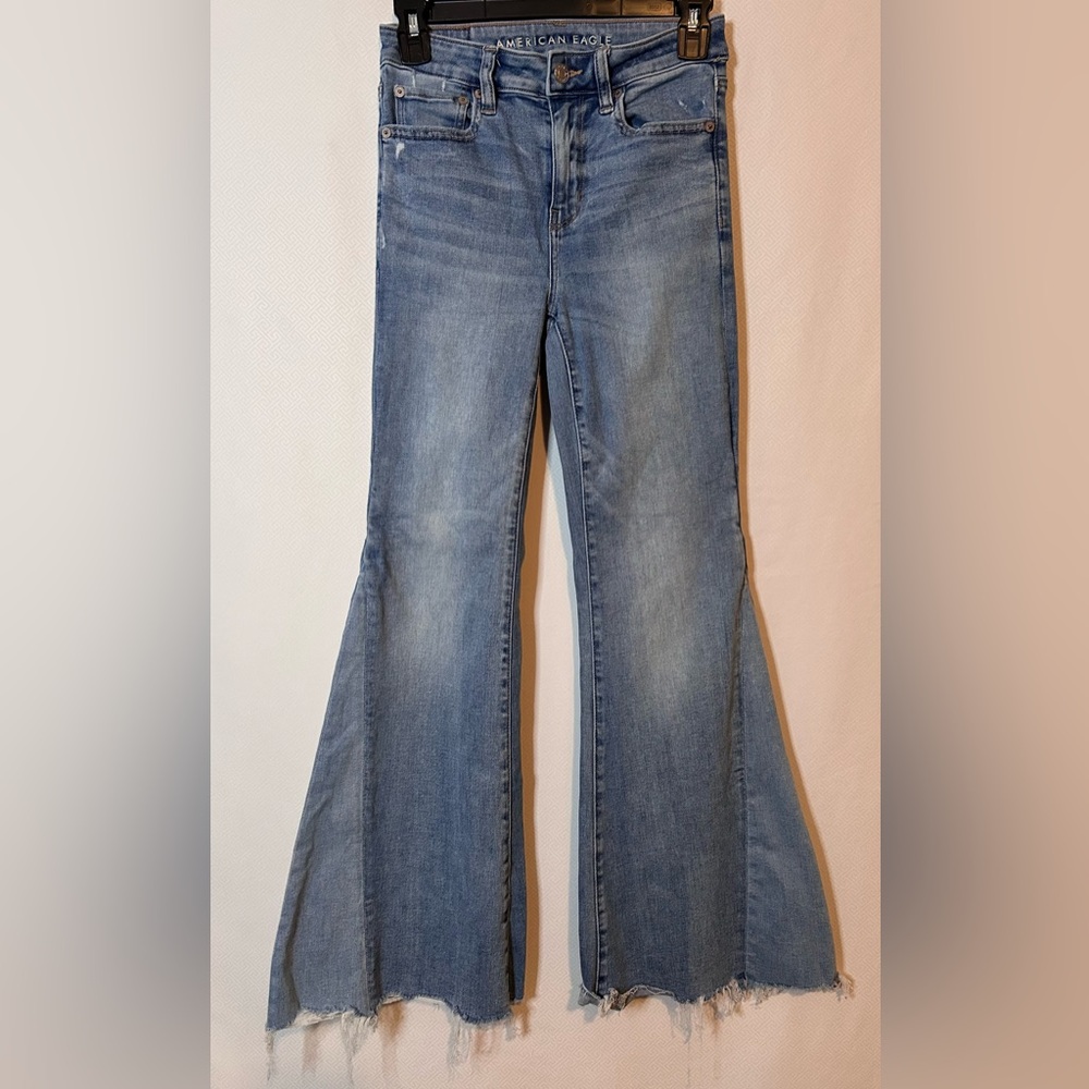 American Eagle Outfitters Blue Flare Wide Leg Jeans